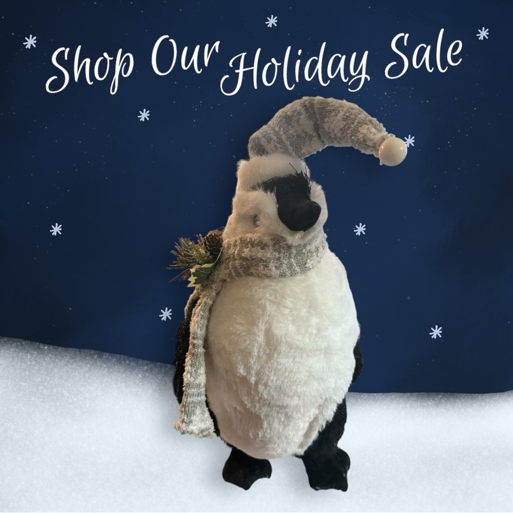 Festive Penguin Plush with Scarf and Hat